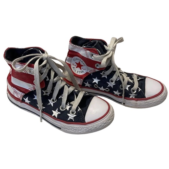 Converse Other - Converse All Star Chuck Taylor Youth Kids Sz 13 Red Blue White High Top Sneaker